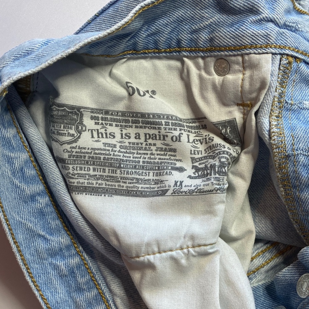 Levi's Light Blue Ripped Jean Shorts - Picture 5 of 10